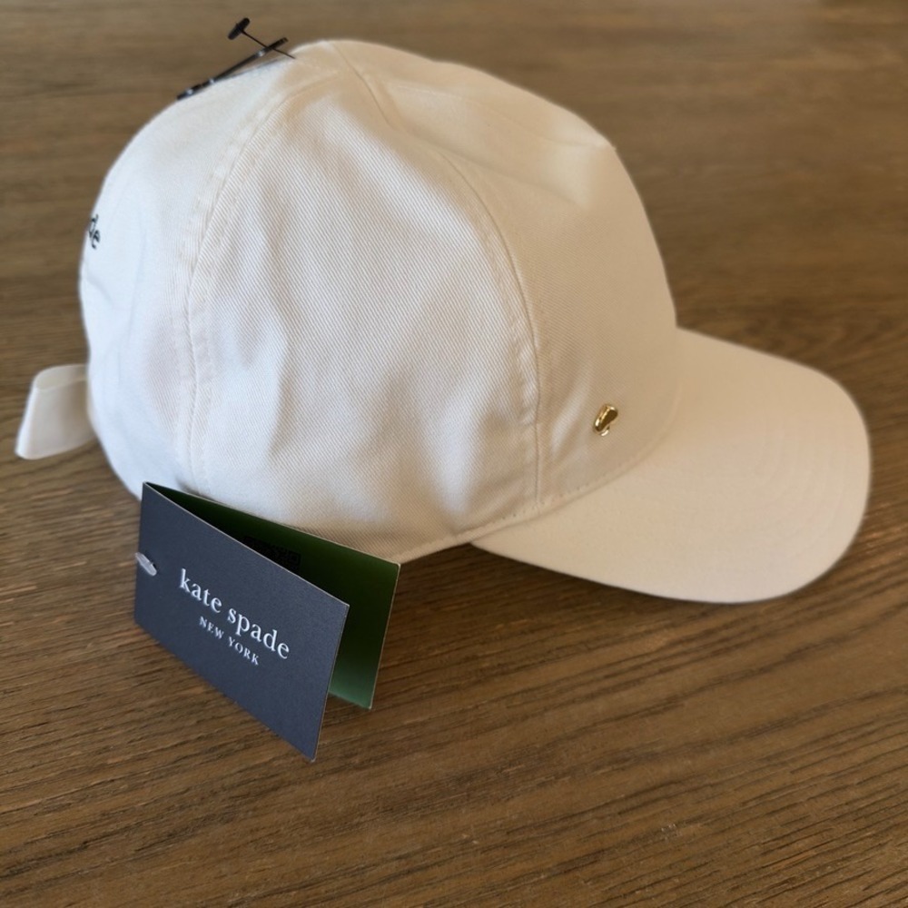 KATE SPADE New York Bow Baseball Cap-Preppy Designer Hat-White-NWT-MSRP $78 - Picture 14 of 16